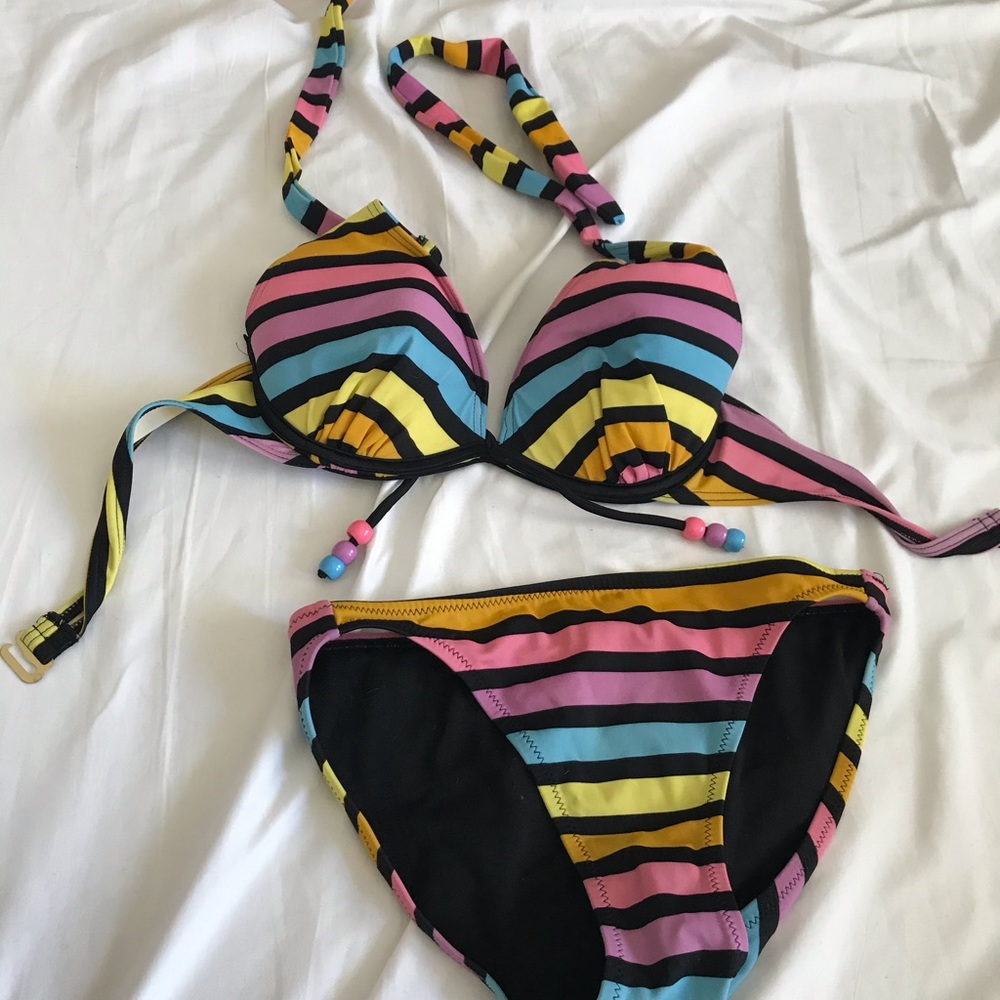 Rainbow bikini with beaded detail